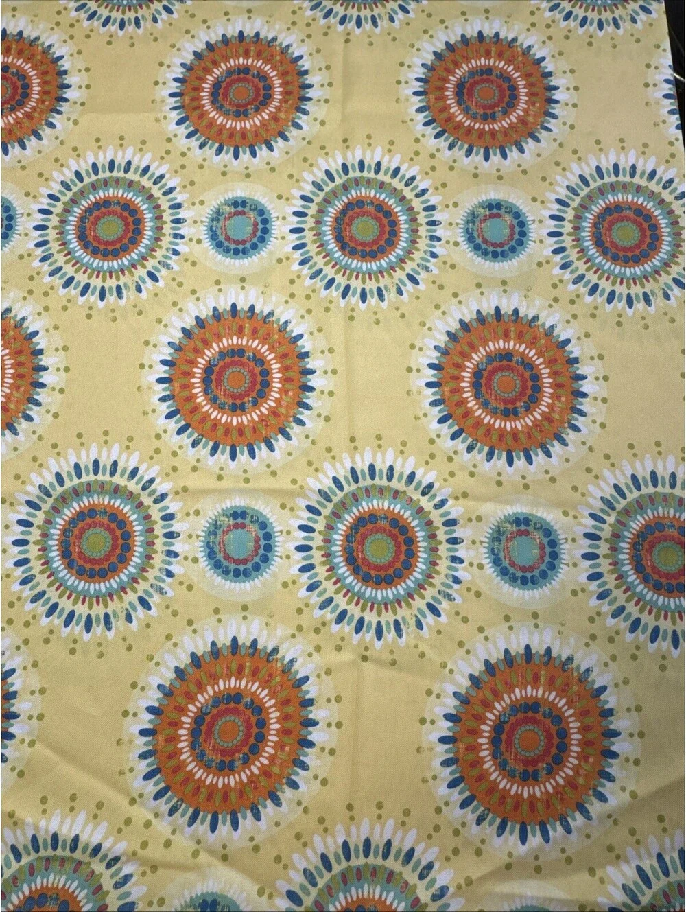 Fiesta Bright Large Rectangle Tablecloth Fabric 120” X 60” Yellow Orange Boho